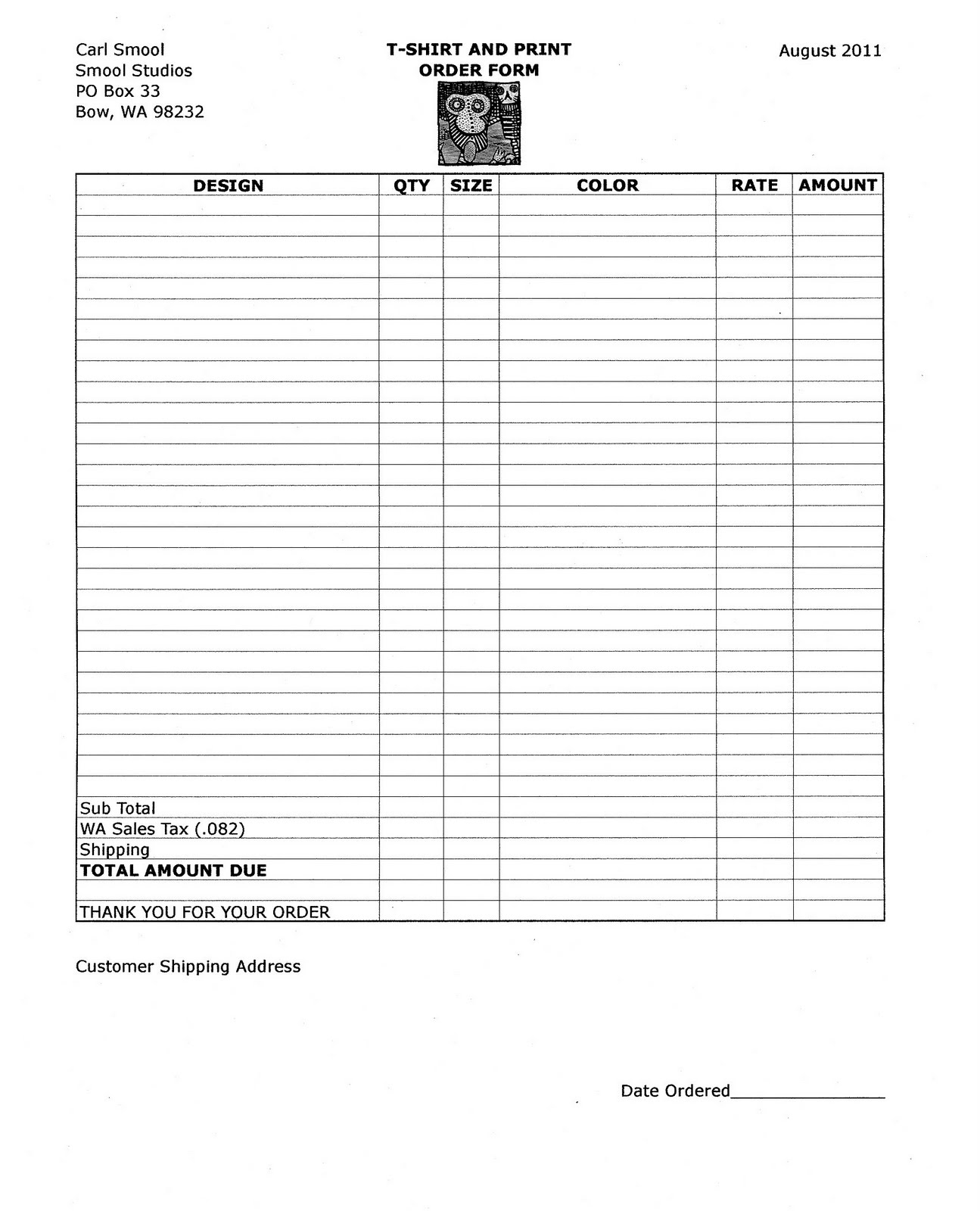 free ordering forms printables
